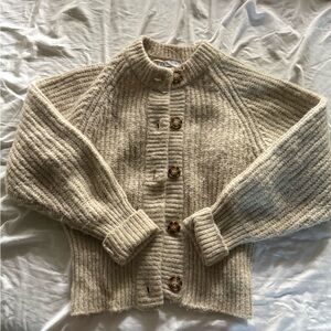Zara Beige Button-Up Cardigan